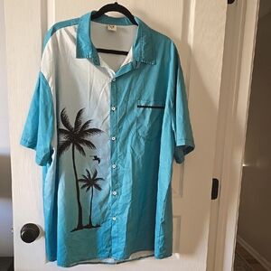 Teal And Black Palm Tree Men's Shirt